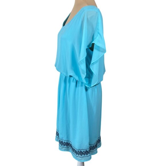 Charming Charlie Tunic Dress Blue Embroidered Size XL Extra Large Mini - Picture 2 of 8